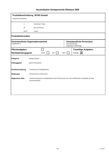 Haushaltspläne der Samtgemeinde Elbtalaue - komplett