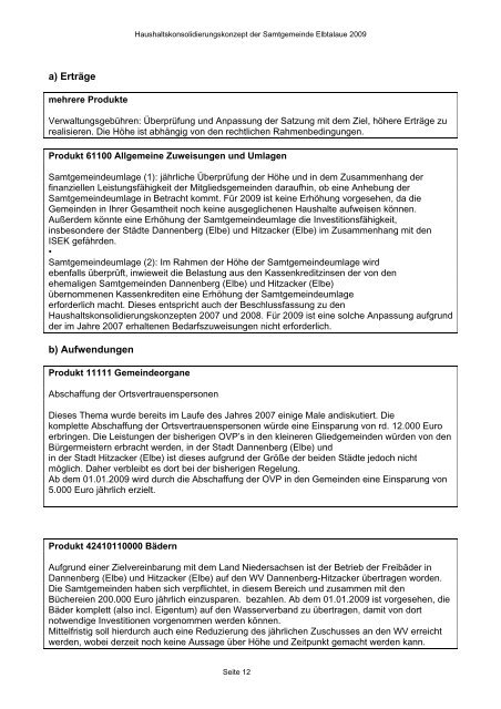 Haushaltspläne der Samtgemeinde Elbtalaue - komplett