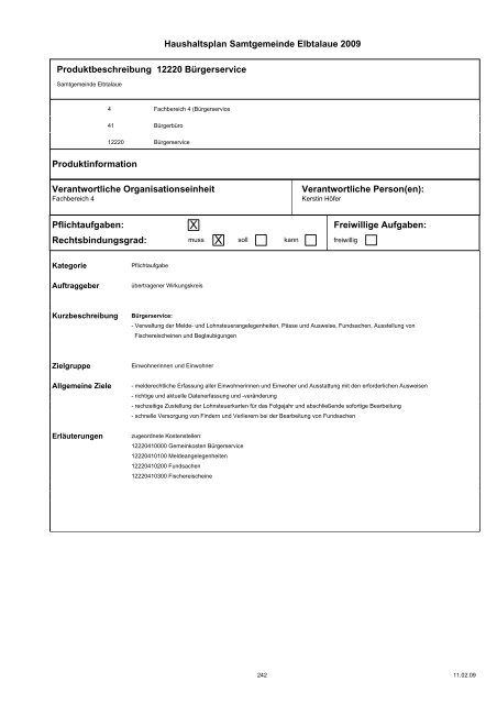 Haushaltspläne der Samtgemeinde Elbtalaue - komplett