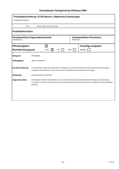 Haushaltspläne der Samtgemeinde Elbtalaue - komplett