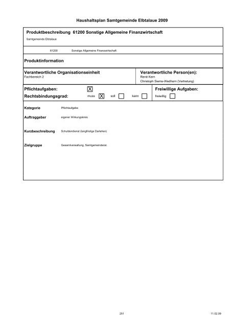 Haushaltspläne der Samtgemeinde Elbtalaue - komplett