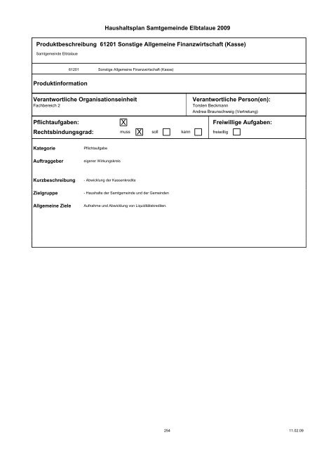 Haushaltspläne der Samtgemeinde Elbtalaue - komplett