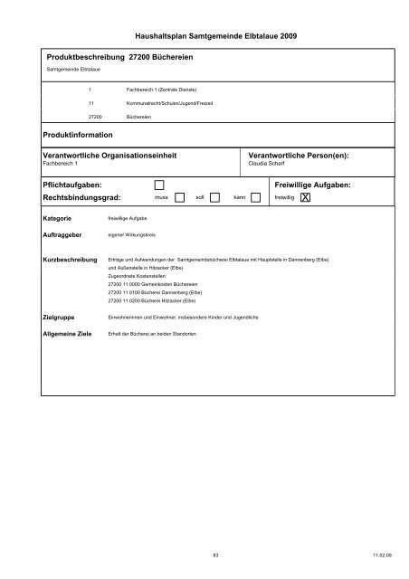 Haushaltspläne der Samtgemeinde Elbtalaue - komplett