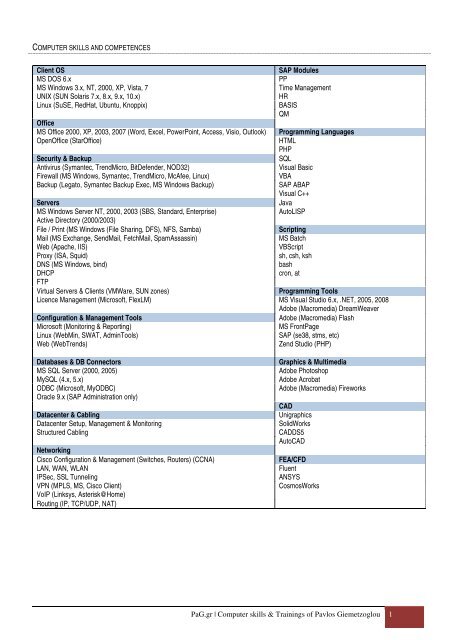 Computer Skills And Competences Pag Gr