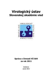 Správa o činnosti organizácie SAV - Virologický ústav SAV