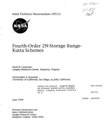 Fourth-Order 2N-Storage Runge- Kutta Schemes - UVic Department ...