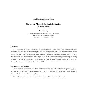Numerical Methods for Particle Tracing in Vector Fields