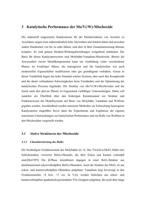 3 Katalytische Performance der Mo/V(/W)-Mischoxide - tuprints