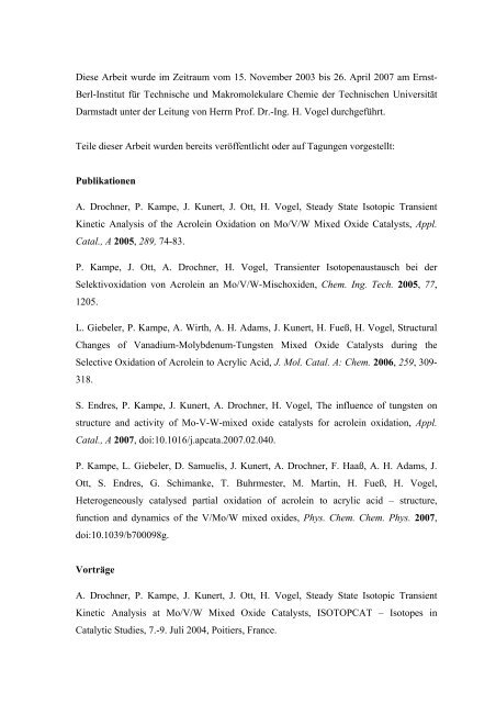 3 Katalytische Performance der Mo/V(/W)-Mischoxide - tuprints