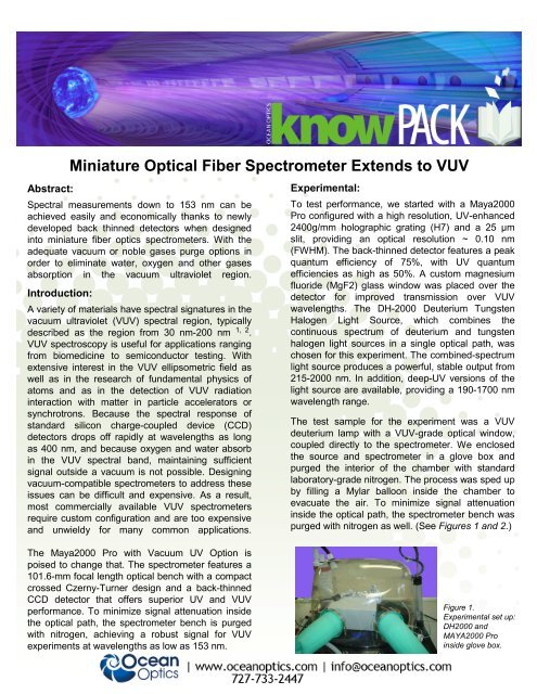 Miniature Optical Fiber Spectrometer Extends to VUV - Ocean Optics