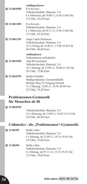 2. Halbjahr 2011 Gesundheit Lernen - VHS Dortmund