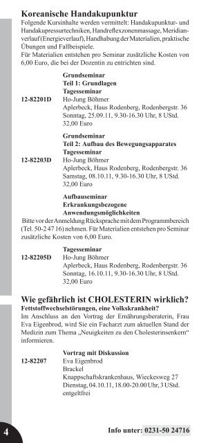 2. Halbjahr 2011 Gesundheit Lernen - VHS Dortmund