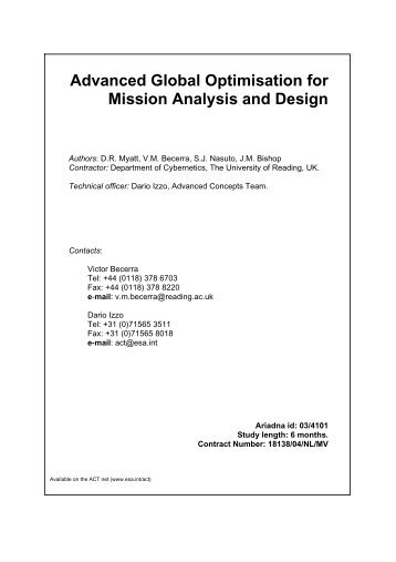 Advanced Global Optimisation for Mission Analysis and Design - ESA