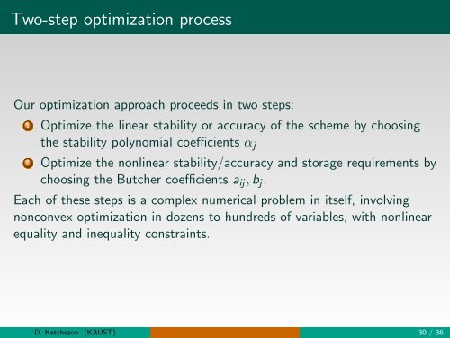 Design of optimal Runge-Kutta methods - FEniCS Project