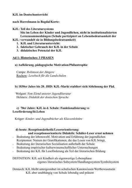 KJL im DU - Didaktik der deutschen Sprache und Literatur