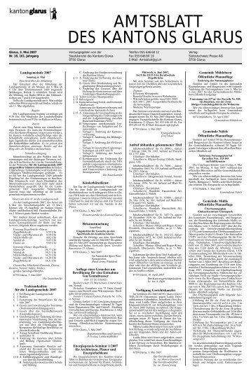 Amtsblatt des Kantons Glarus, 3.5.07 - Glarus24.ch