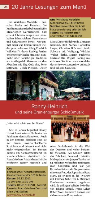 KONZERTE THEATER - Konzerte und Theater