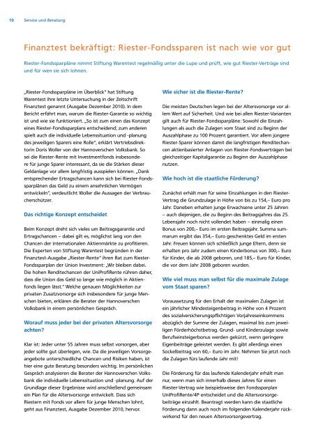 Ausgabe 2|2011 - Hannoversche Volksbank eG