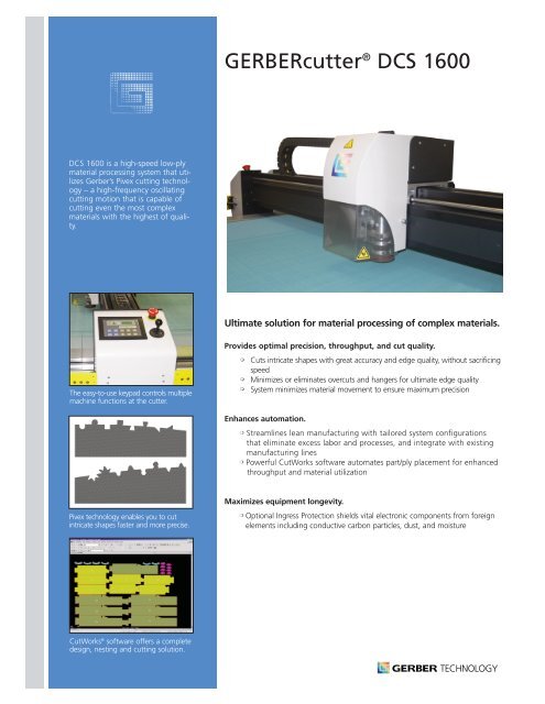 GERBERcutter® DCS 1600 - Gerber Technology