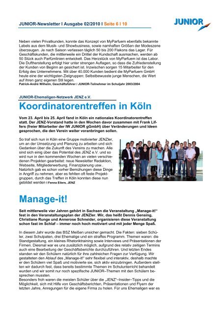 Bundeswettbewerb „Bestes JUNIOR-Unternehmen 2010“