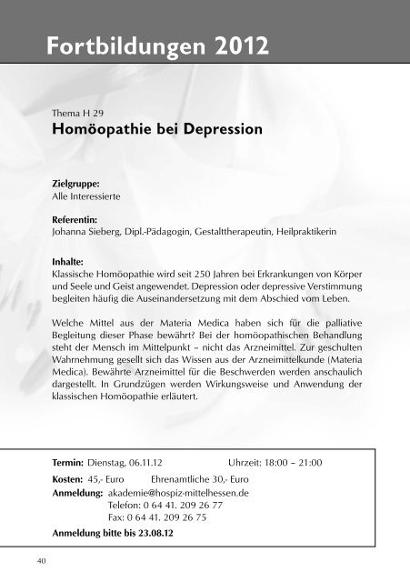 Fortbildungen 2012 - Hospiz Mittelhessen