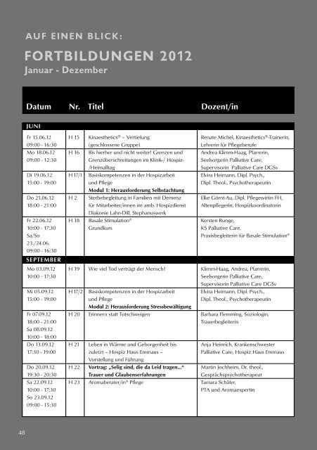 Fortbildungen 2012 - Hospiz Mittelhessen