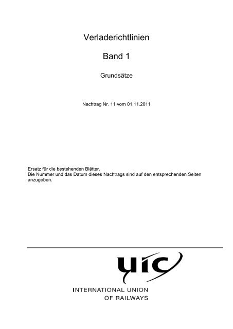 Verladerichtlinien SBB Cargo: Band 1 8 MB