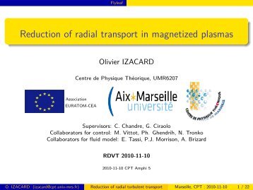 Reduction of radial transport in magnetized plasmas - Centre de ...