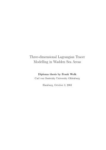 Three-dimensional Lagrangian Tracer Modelling in Wadden Sea ...