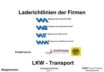 Laderichtlinien der Firmen LKW - Transport