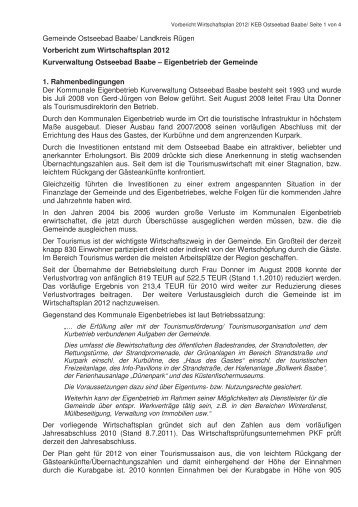 Gemeinde Ostseebad Baabe/ Landkreis Rügen Vorbericht zum ...