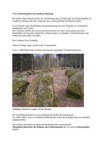 Vier Grosssteingräber im Landkreis Harburg - www . erratiker . ch
