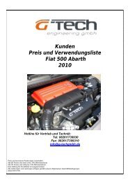 Fiat 500 Abarth Preisliste 2010 Auspuffanlagen - G-Tech