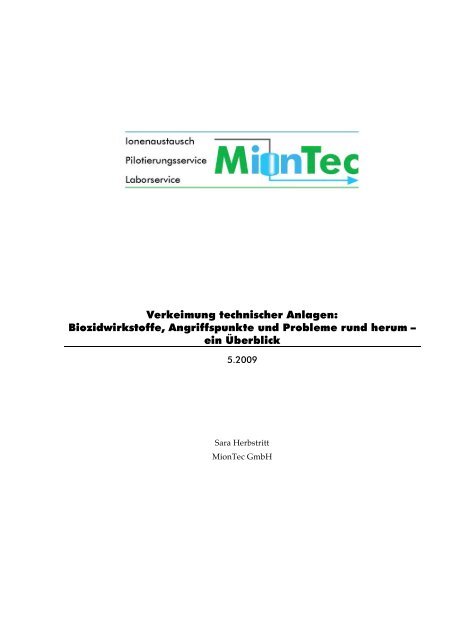 Verkeimung, Biozidwirkstoffe, Angriffspunkte und Probleme - MionTec