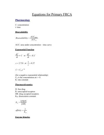 Equations for Primary FRCA