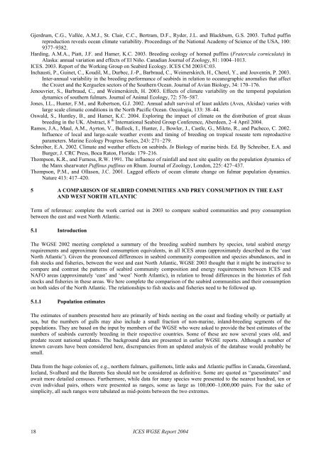 Working Group on Seabird Ecology (WGSE). ICES CM 2004/C:05 ...