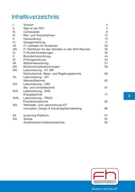 Inhaltsverzeichnis Fh Wels Campus Wels