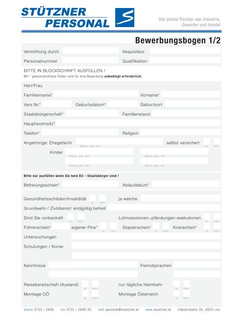 Bewerbung Stuetzner At