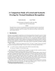 A Comparison Study of Lexical and Syntactic Overlap for Textual ...