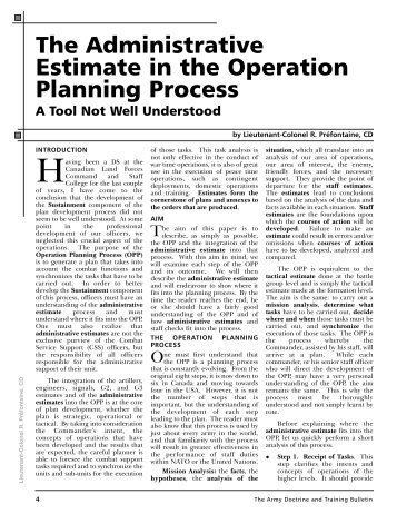 The Administrative Estimate in the Operation Planning Process