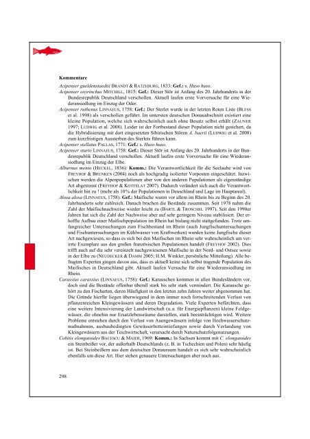 Rote Liste der Süßwasserfische und Neunaugen als PDF