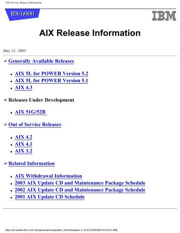 AIX Service: Release Information - IBM
