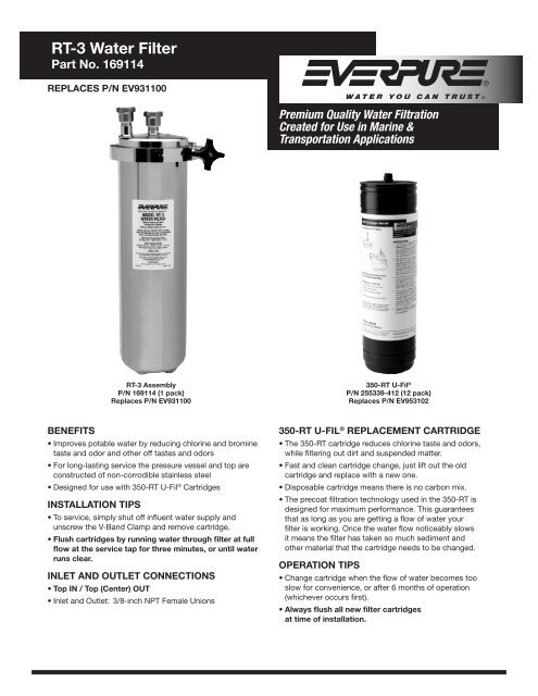RT-3 Water Filter - Fresh Water Systems