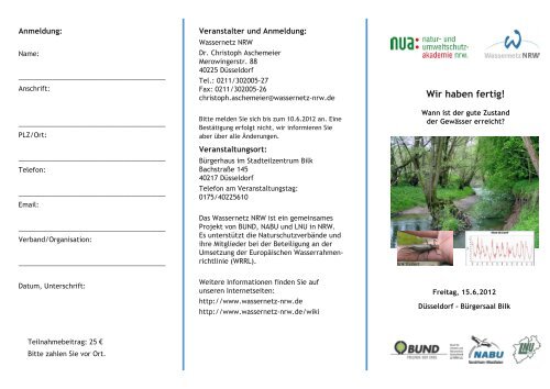 Faltblatt herunterladen (PDF) - Wassernetz NRW