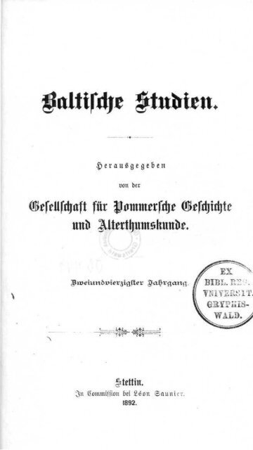Baltische Studien Digitalisierte Bestande Der Ub Greifswald