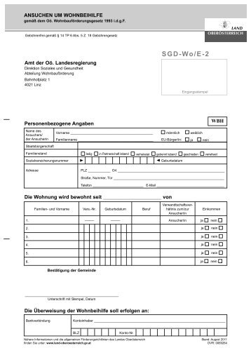 Formular SGD-Wo/E-2: Ansuchen um Wohnbeihilfe - Luftenberg