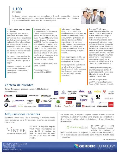 Descargar informaciÃ³n de la empresa [PDF]  - Gerber Technology