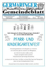 PFARR- UND KINDERGARTENFEST - Gemeinde Germaringen