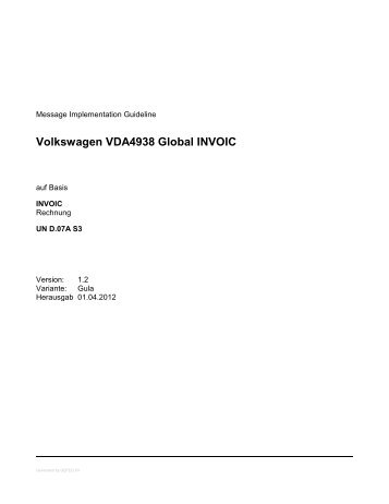 Volkswagen VDA4938 Global INVOIC - Volkswagen Group Supply ...