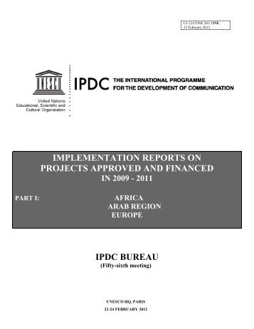 Implementation Reports on IPDC Projects Approved in 2009 - Unesco